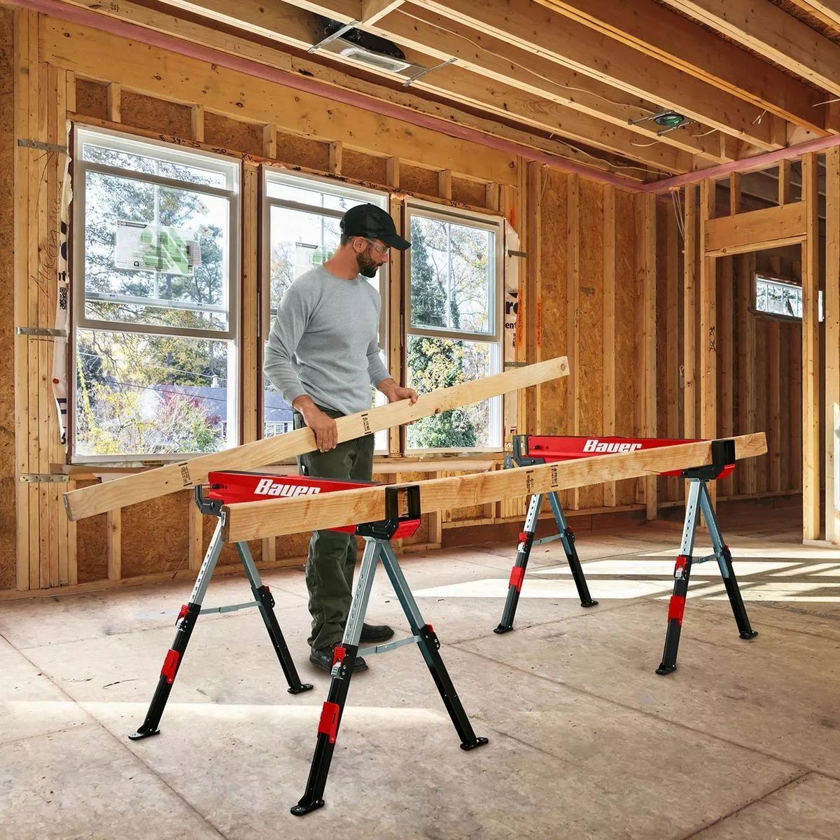 BAUER 32 in. Steel Adjustable Sawhorse, 1300 lb. Capacity 5 BAUER 32 in. Steel Adjustable Sawhorse, 1300 lb. Capacity - Image 5