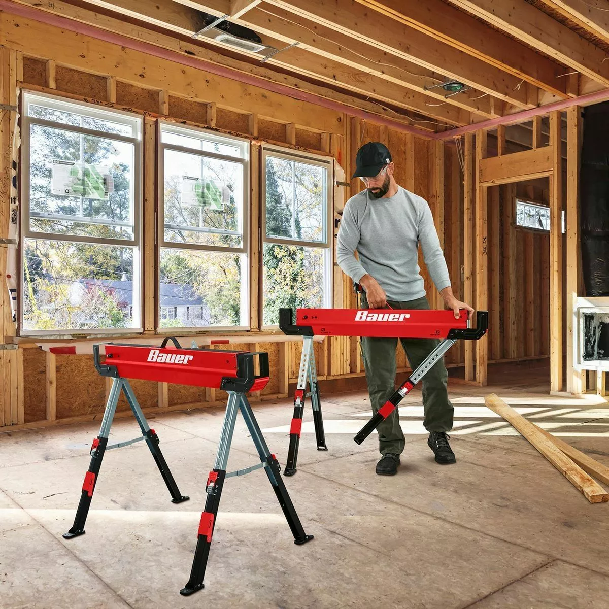 BAUER 32 in. Steel Adjustable Sawhorse, 1300 lb. Capacity 6 BAUER 32 in. Steel Adjustable Sawhorse, 1300 lb. Capacity - Image 6