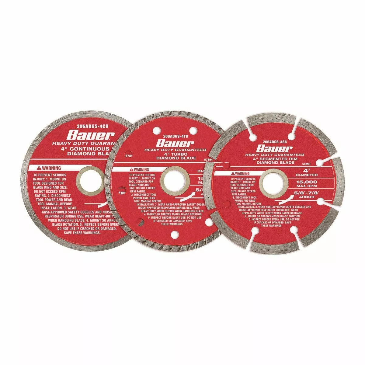 BAUER 4 in. Assorted Diamond Blades, 3 Pc. 1 BAUER 4 in. Assorted Diamond Blades, 3 Pc.