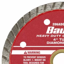 BAUER 4 in. Turbo Rim Wet or Dry Cut Diamond Saw Blade 6 BAUER 4 in. Turbo Rim Wet or Dry Cut Diamond Saw Blade -Bauer Popular Store 57894 W4