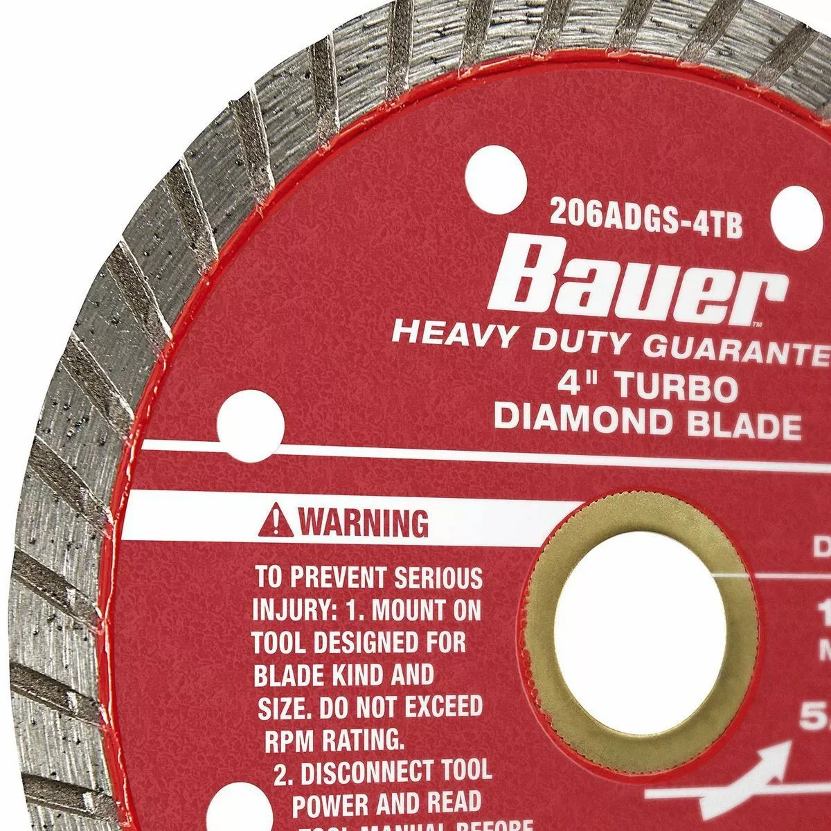 BAUER 4 in. Turbo Rim Wet or Dry Cut Diamond Saw Blade 4 BAUER 4 in. Turbo Rim Wet or Dry Cut Diamond Saw Blade - Image 4