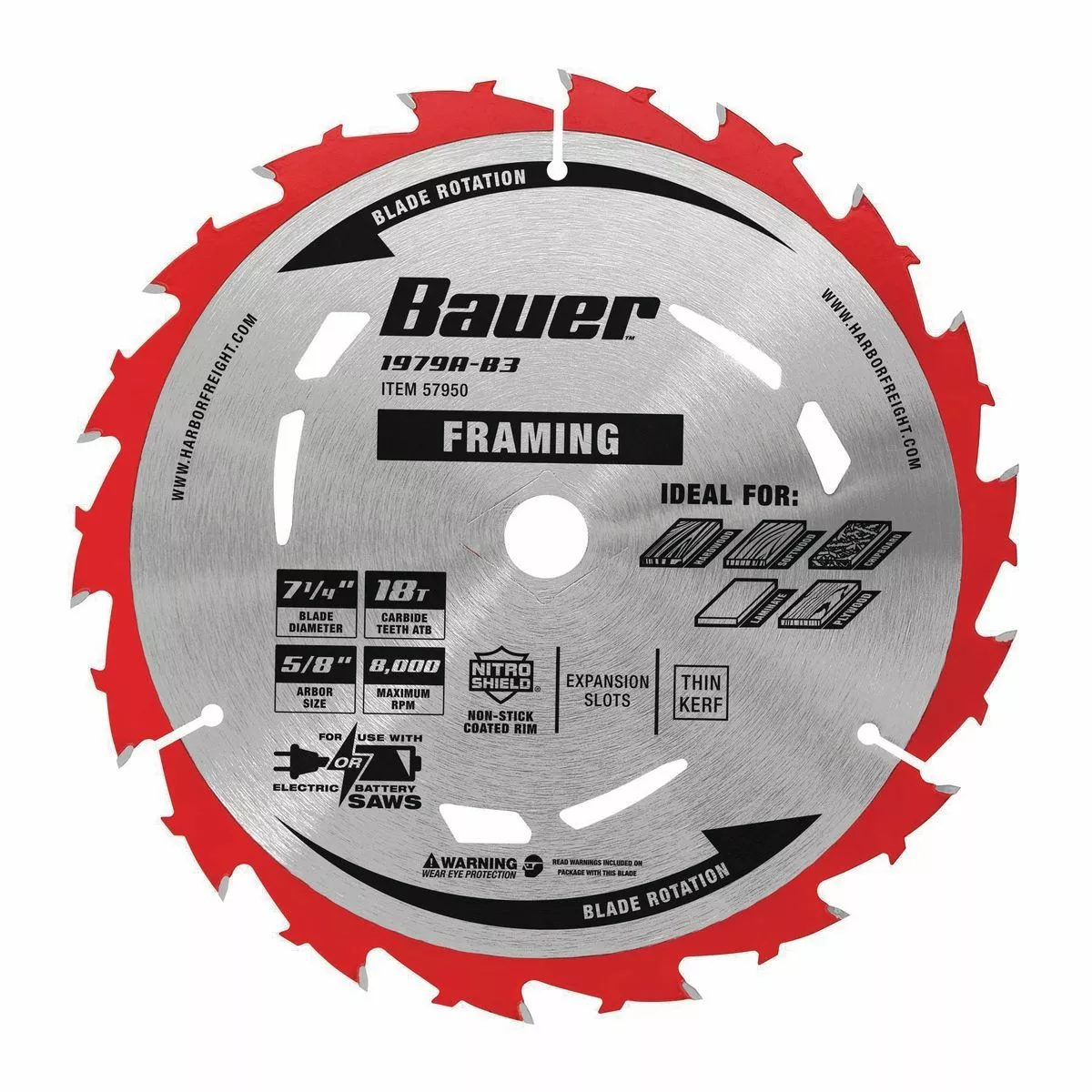 BAUER 7-1/4 in. 18T Framing Circular Saw Blade 1 BAUER 7-1/4 in. 18T Framing Circular Saw Blade
