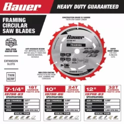 BAUER 7-1/4 in. 18T Framing Circular Saw Blade 9 BAUER 7-1/4 in. 18T Framing Circular Saw Blade -Bauer Popular Store 57950 W2SS