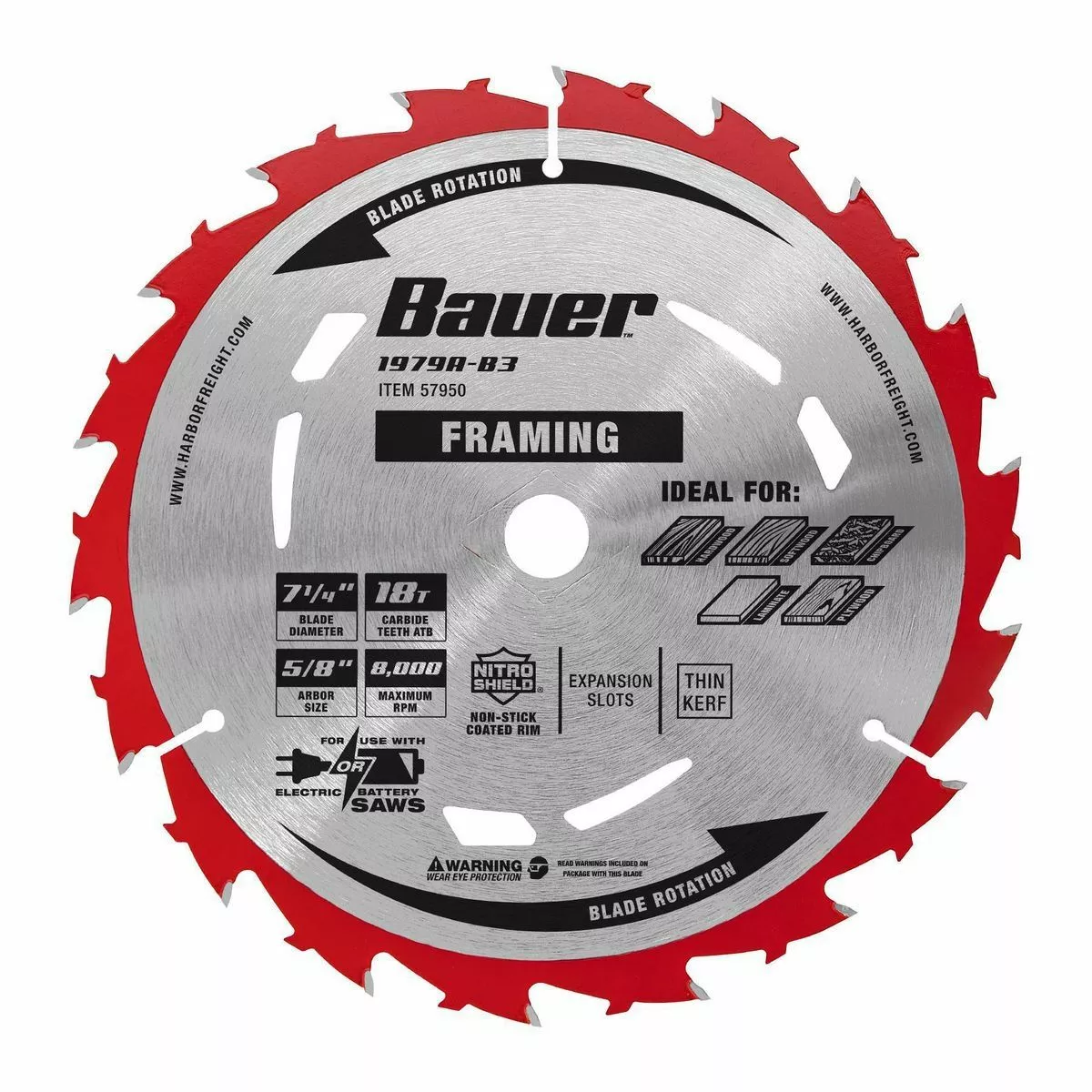 BAUER 7-1/4 in. 18T Framing Circular Saw Blade 2 BAUER 7-1/4 in. 18T Framing Circular Saw Blade - Image 2