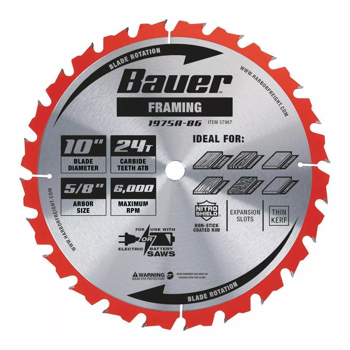 BAUER 10 in., 24T Framing Circular Saw Blade 1 BAUER 10 in., 24T Framing Circular Saw Blade