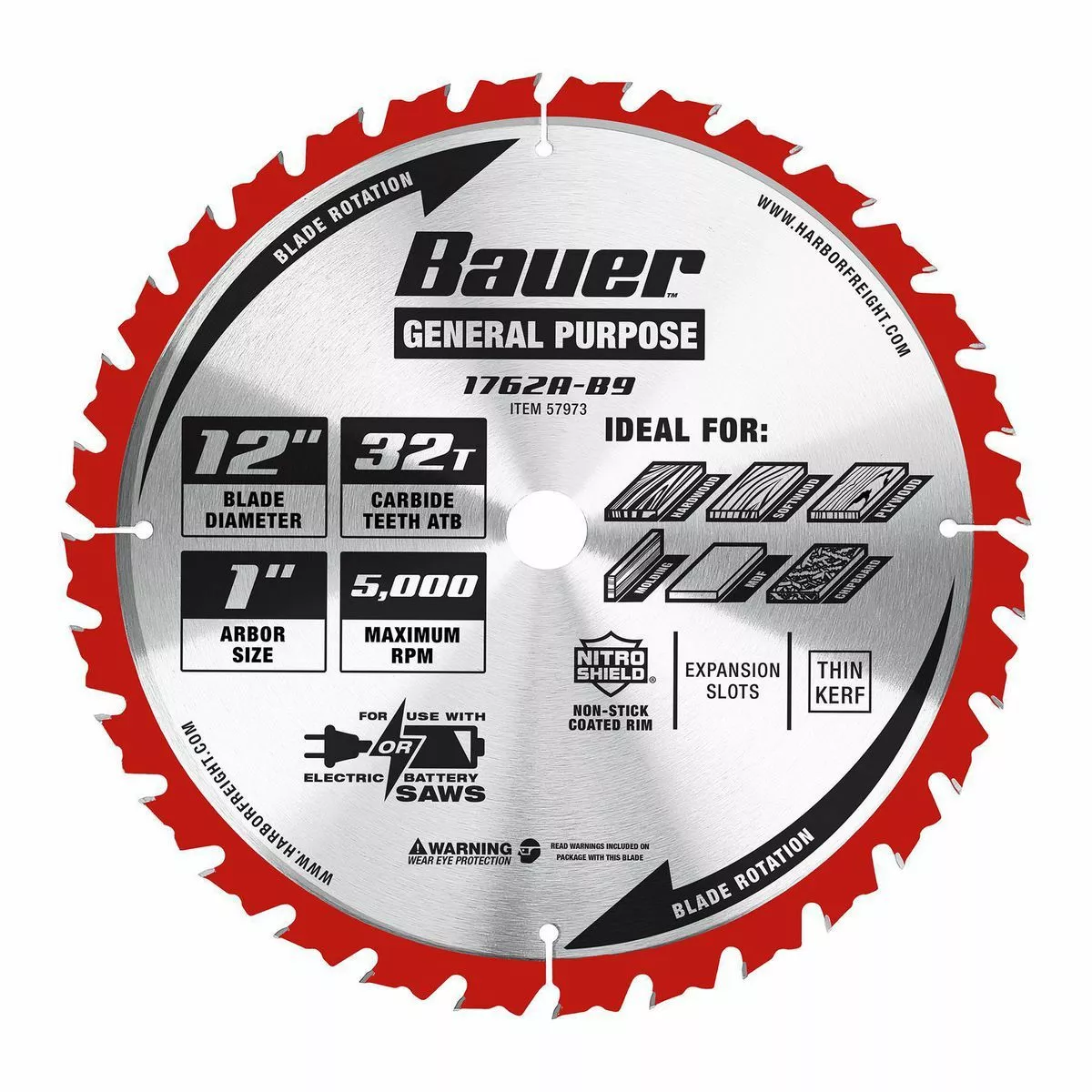 BAUER 12 in., 32T Framing Miter Saw Blade 2 BAUER 12 in., 32T Framing Miter Saw Blade - Image 2