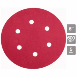 BAUER 6 in. 600 Grit Hook and Loop 6-Hole Pattern Sanding Discs 5 Pk. 6 BAUER 6 in. 600 Grit Hook and Loop 6-Hole Pattern Sanding Discs 5 Pk. -Bauer Popular Store 58289 W21