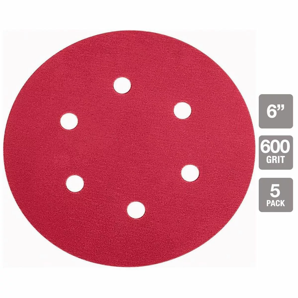 BAUER 6 in. 600 Grit Hook and Loop 6-Hole Pattern Sanding Discs 5 Pk. 3 BAUER 6 in. 600 Grit Hook and Loop 6-Hole Pattern Sanding Discs 5 Pk. - Image 3