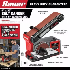 BAUER 4 in. x 36 in. Belt and 6 in. Disc Sander 12 BAUER 4 in. x 36 in. Belt and 6 in. Disc Sander -Bauer Popular Store 58339 W2SS