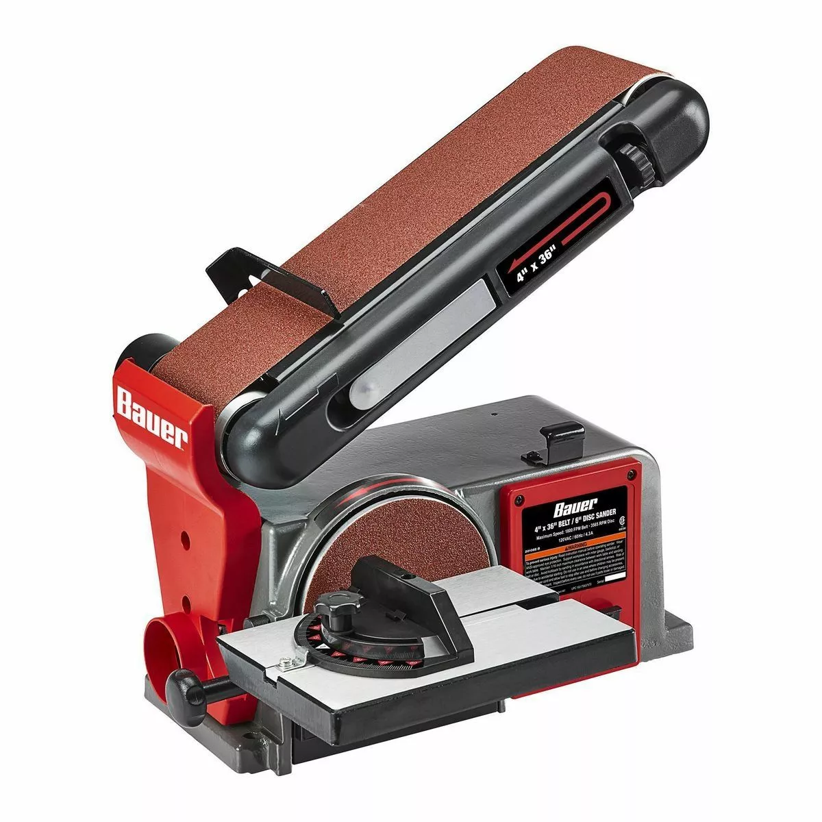 BAUER 4 in. x 36 in. Belt and 6 in. Disc Sander 2 BAUER 4 in. x 36 in. Belt and 6 in. Disc Sander - Image 2