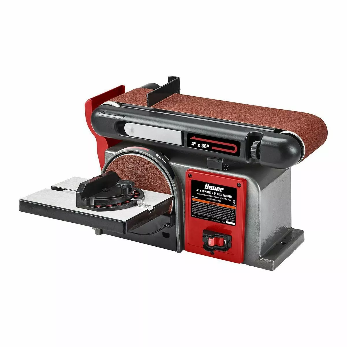 BAUER 4 in. x 36 in. Belt and 6 in. Disc Sander 4 BAUER 4 in. x 36 in. Belt and 6 in. Disc Sander - Image 4
