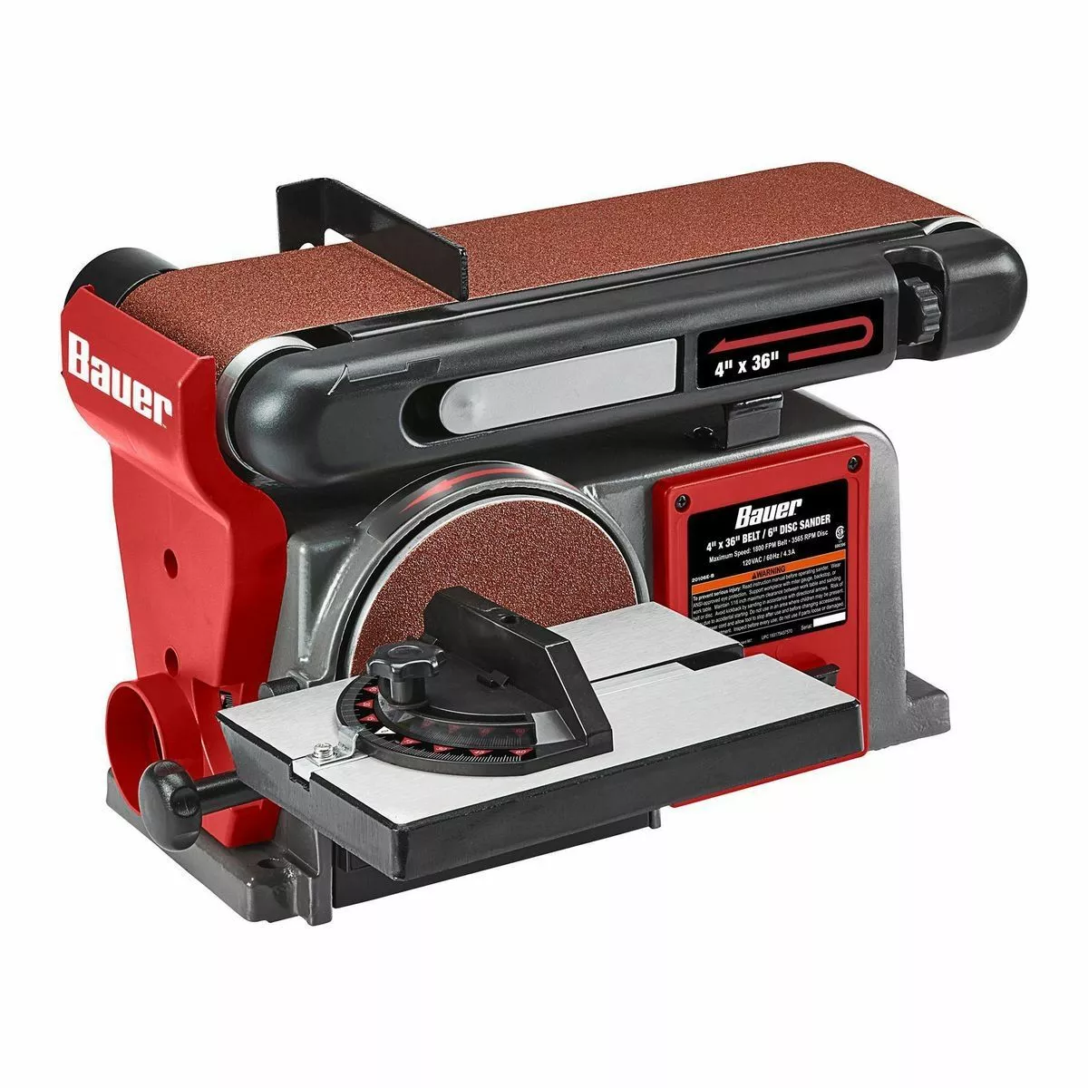 BAUER 4 in. x 36 in. Belt and 6 in. Disc Sander 6 BAUER 4 in. x 36 in. Belt and 6 in. Disc Sander - Image 6