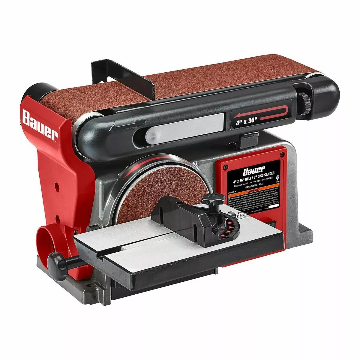 BAUER 4 in. x 36 in. Belt and 6 in. Disc Sander 7 BAUER 4 in. x 36 in. Belt and 6 in. Disc Sander - Image 7