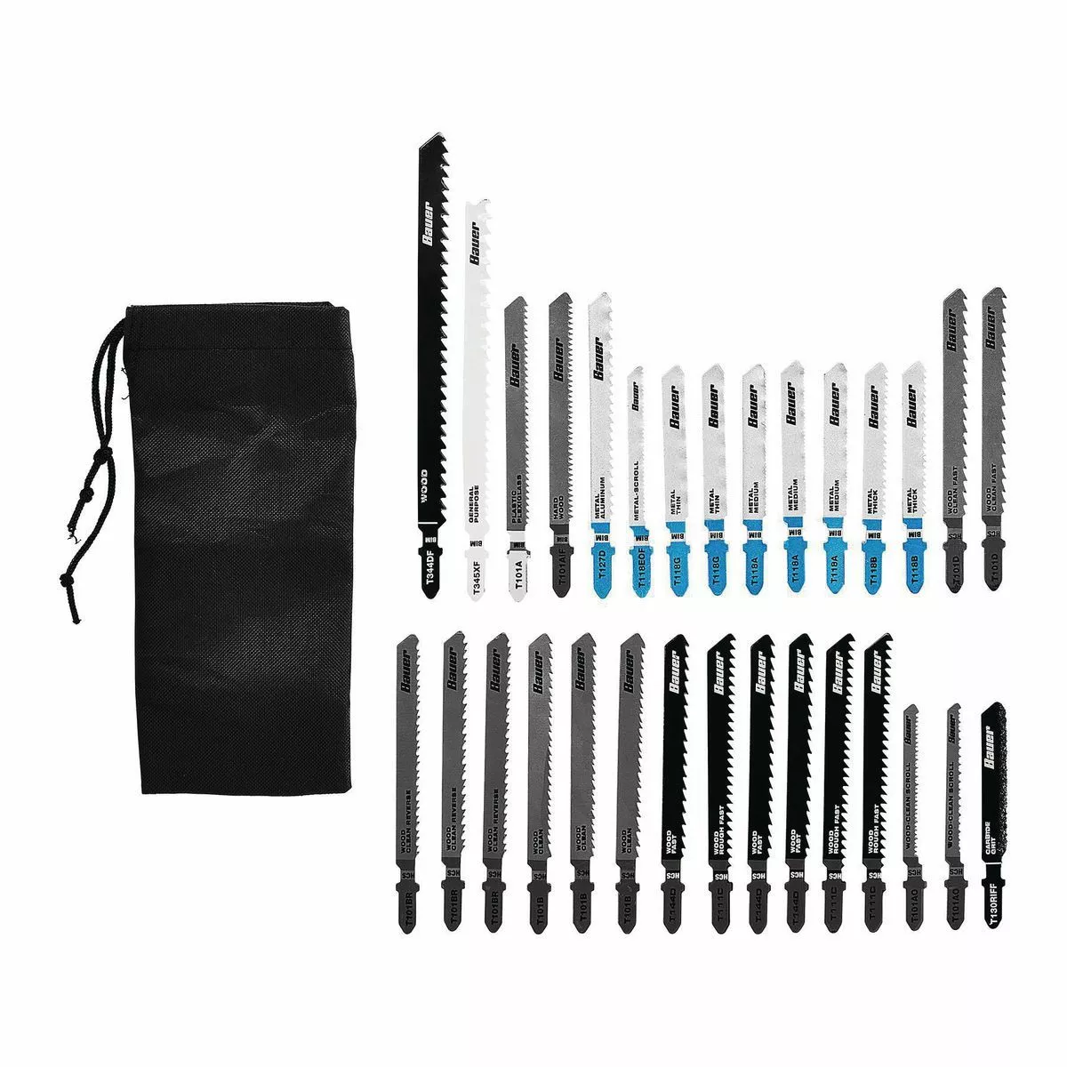 BAUER T-shank General Purpose Jigsaw Blade Set, 30 Pc. 1 BAUER T-shank General Purpose Jigsaw Blade Set, 30 Pc.