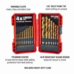 BAUER Titanium Drill Bit Set, 17 Pc. 8 BAUER Titanium Drill Bit Set, 17 Pc. -Bauer Popular Store 64198 W2