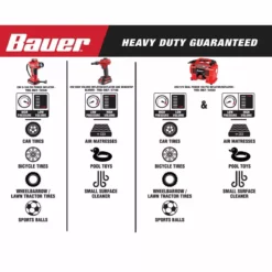 BAUER 20V Cordless Dual Power 0-160 PSI Inflator/Deflator - Tool Only 21 BAUER 20V Cordless Dual Power 0-160 PSI Inflator/Deflator - Tool Only -Bauer Popular Store 64533 W2SS