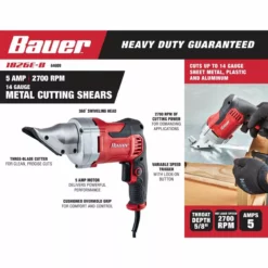 BAUER 14 gauge 5 Amp Metal Shears -Bauer Popular Store 64609 W2