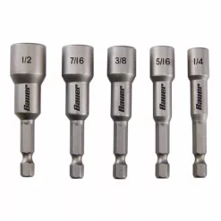 BAUER 5 Pc SAE Impact Rated Magnetic Nut Setter Set - 2-9/16 in. Long