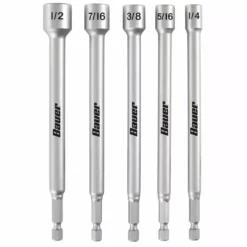 BAUER 5 Pc 6 in. SAE Impact Rated Magnetic Nut Setter Set - 6 in. Long