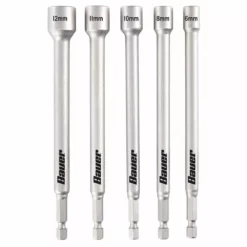 BAUER 5 Pc 6 in. Metric Impact Rated Magnetic Nut Setter Set - 6 in. Long