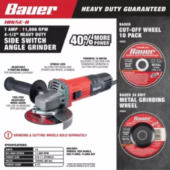 BAUER 7 Amp 4-1/2 in. Slide Switch Angle Grinder -Bauer Popular Store 64856 W10