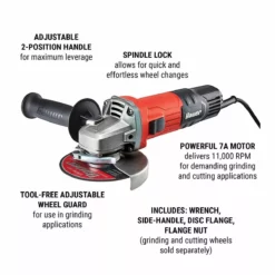 BAUER 7 Amp 4-1/2 in. Slide Switch Angle Grinder -Bauer Popular Store 64856 W2