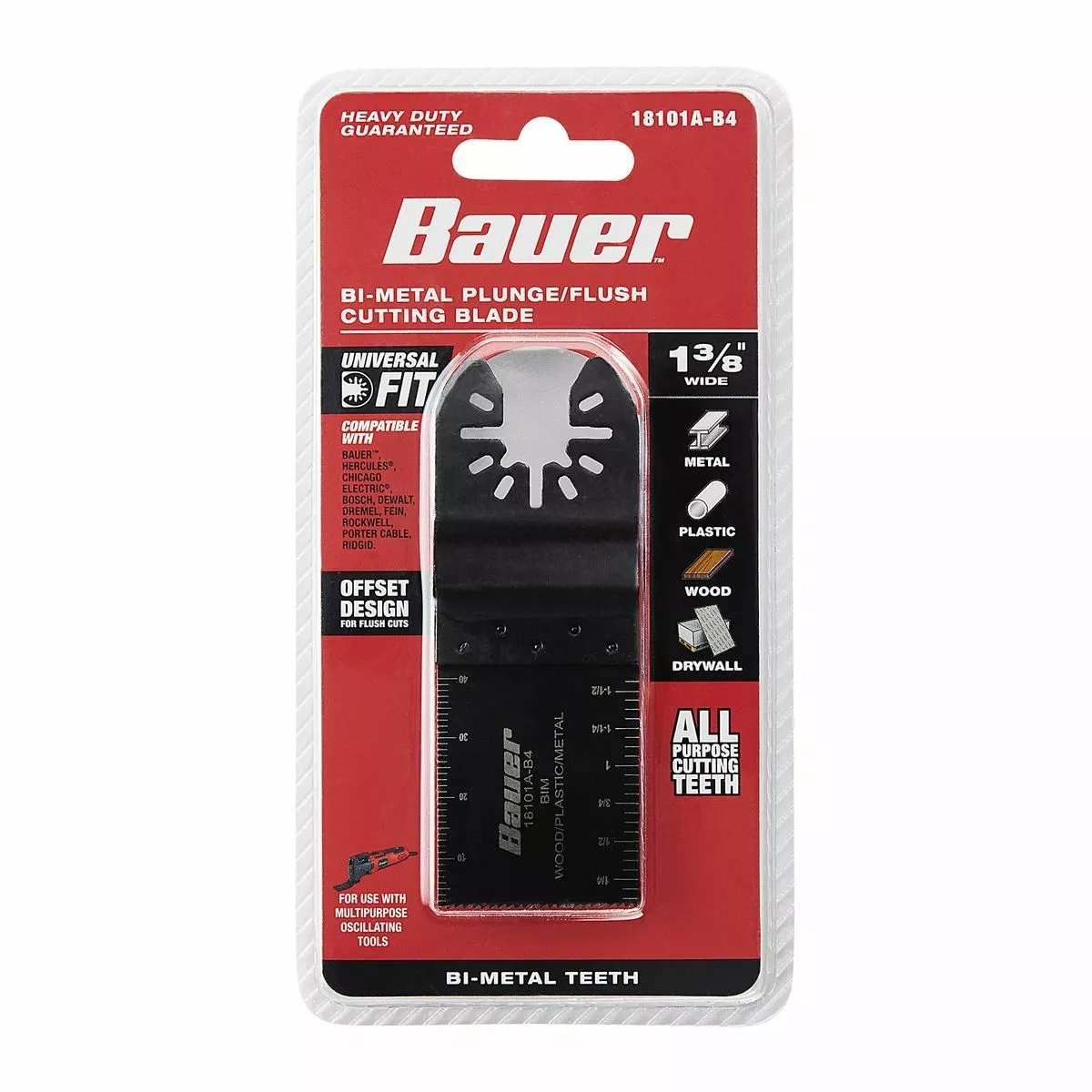 BAUER 1-3/8 in. Bi-Metal Carbon Steel Plunge/Flush Cutting Saw Blade for Oscillating Multi-tools 4 BAUER 1-3/8 in. Bi-Metal Carbon Steel Plunge/Flush Cutting Saw Blade for Oscillating Multi-tools - Image 4