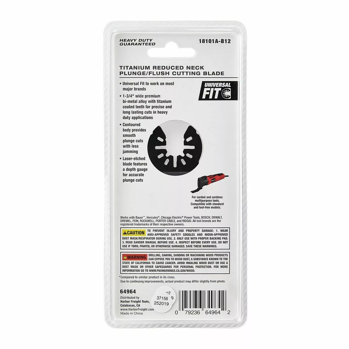 BAUER 1-3/4 in. Bi-Metal Reduced Shank Titanium Plunge/Flush Cutting Blade for Oscillating Multi-tools 5 BAUER 1-3/4 in. Bi-Metal Reduced Shank Titanium Plunge/Flush Cutting Blade for Oscillating Multi-tools - Image 5